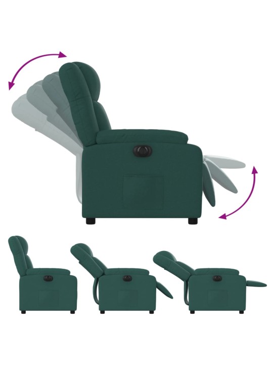 Elektrické polohovací křeslo tmavě zelené textil