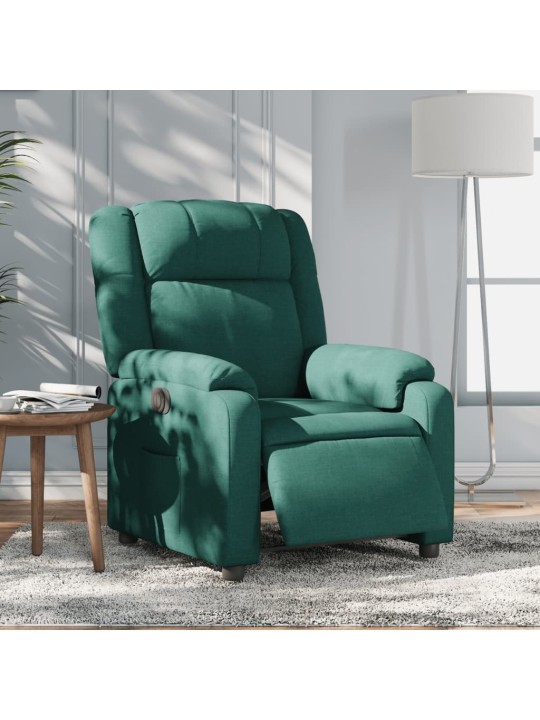 Elektrické polohovací křeslo tmavě zelené textil