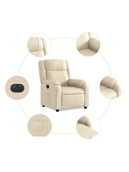 Elektrické polohovací křeslo krémové textil