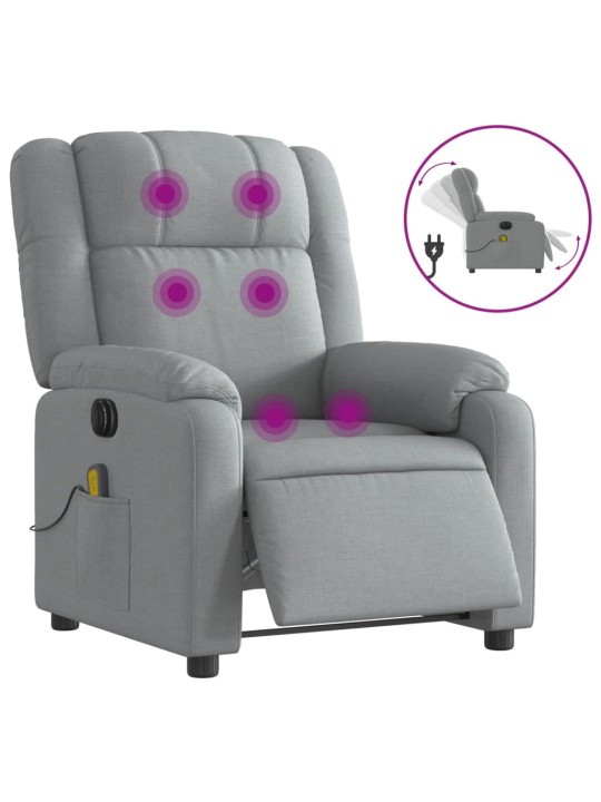 Elektrické masážní polohovací křeslo světle šedé textil