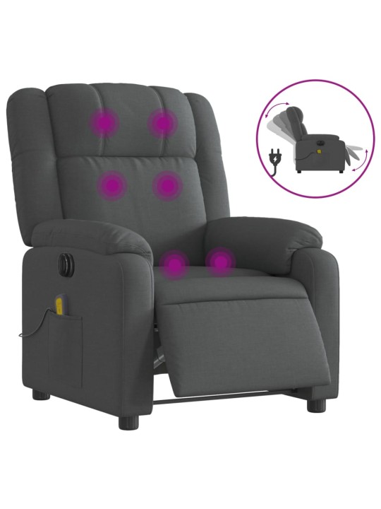 Elektrické masážní polohovací křeslo tmavě šedé textil