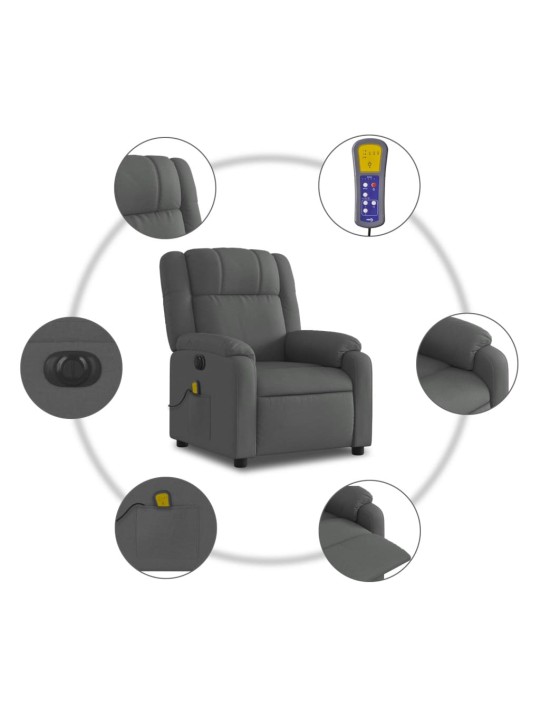 Elektrické masážní polohovací křeslo tmavě šedé textil
