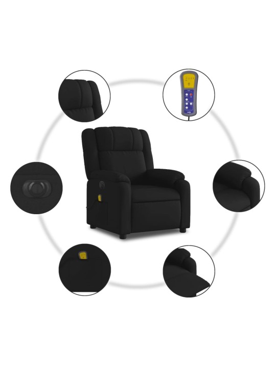Elektrické masážní polohovací křeslo černé textil