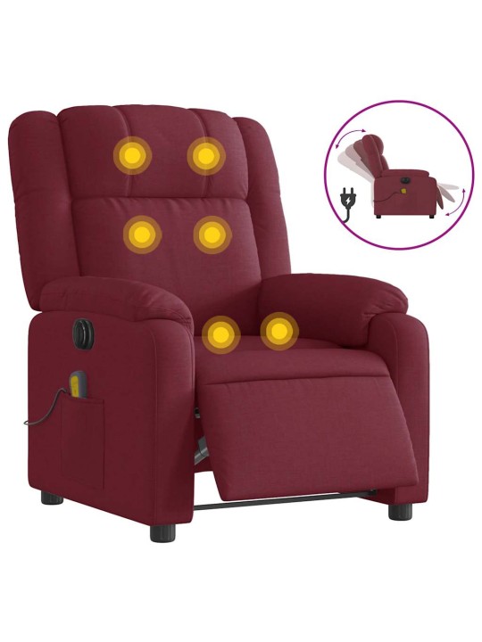 Elektrické masážní polohovací křeslo vínové textil