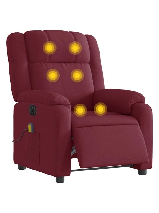 Elektrické masážní polohovací křeslo vínové textil