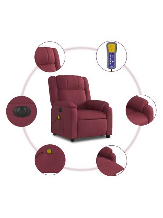 Elektrické masážní polohovací křeslo vínové textil