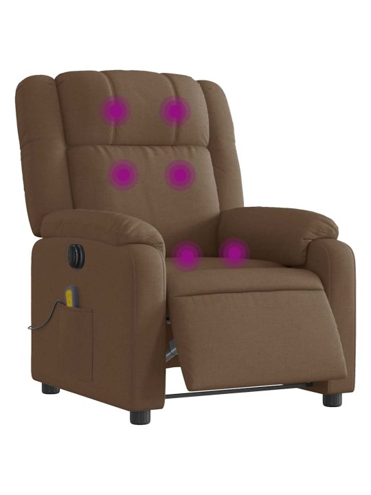 Elektrické masážní polohovací křeslo hnědé textil