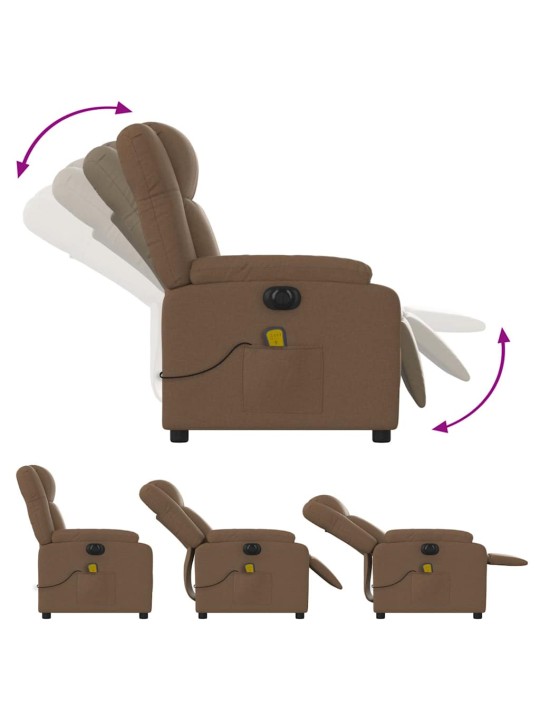 Elektrické masážní polohovací křeslo hnědé textil