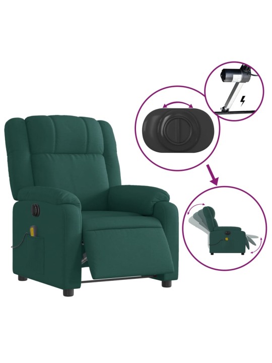 Elektrické masážní polohovací křeslo tmavě zelené textil