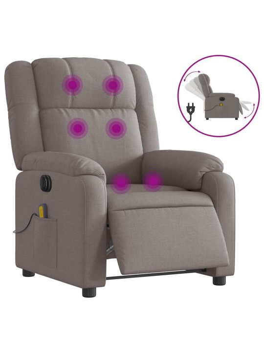 Elektrické masážní polohovací křeslo taupe textil