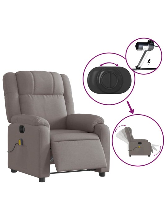 Elektrické masážní polohovací křeslo taupe textil