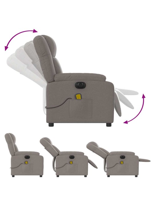 Elektrické masážní polohovací křeslo taupe textil