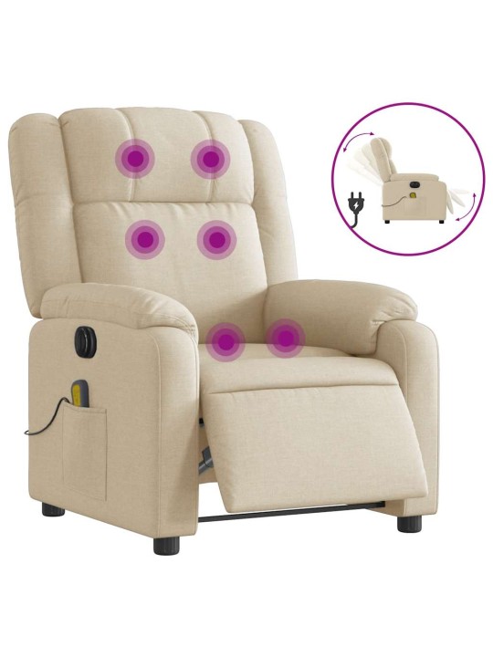 Elektrické masážní polohovací křeslo krémové textil