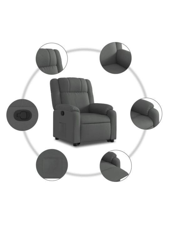 Zvedací polohovací křeslo tmavě šedé textil