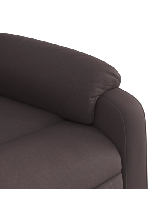 Zvedací polohovací křeslo tmavě hnědé textil