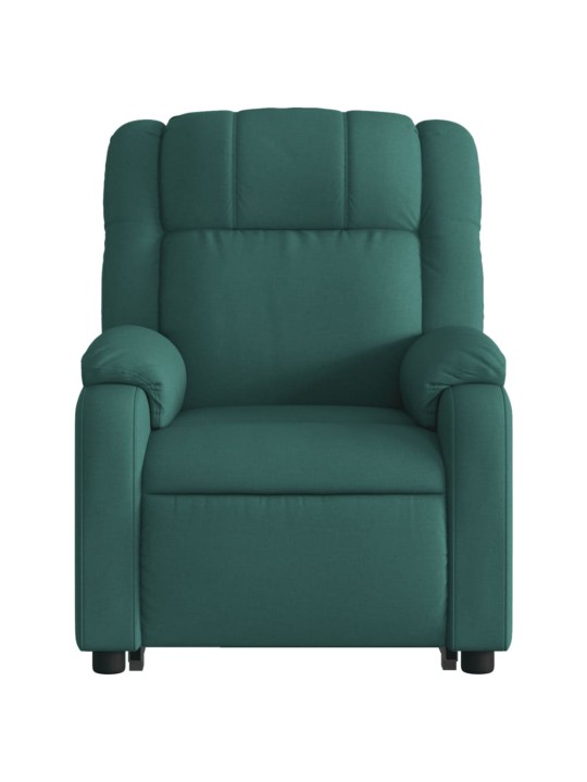 Zvedací polohovací křeslo tmavě zelené textil