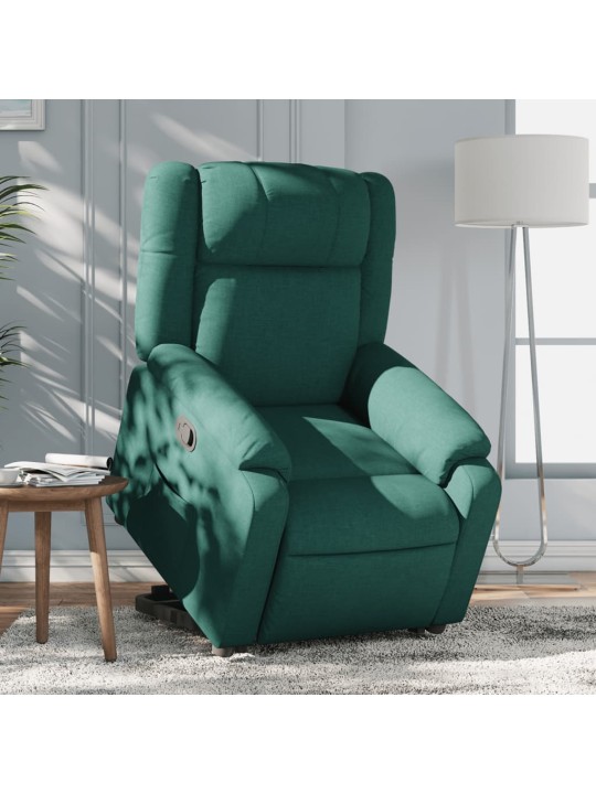 Zvedací polohovací křeslo tmavě zelené textil