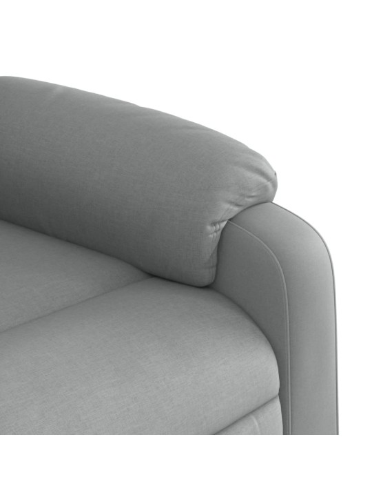 Zvedací masážní polohovací křeslo světle šedé textil