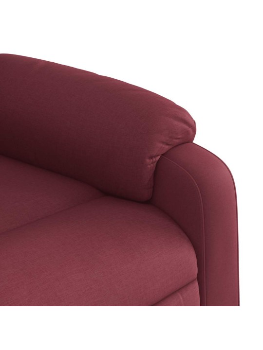 Zvedací masážní polohovací křeslo vínové textil