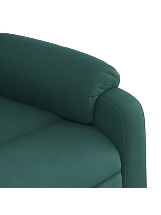 Zvedací masážní polohovací křeslo tmavě zelené textil