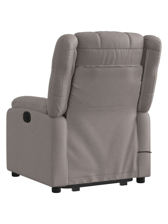 Zvedací masážní polohovací křeslo taupe textil