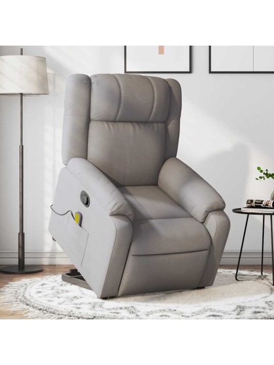 Zvedací masážní polohovací křeslo taupe textil