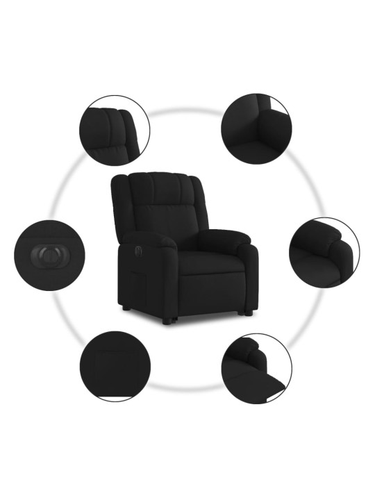 Elektrické zvedací polohovací křeslo černé textil