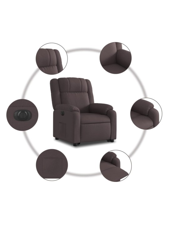 Elektrické zvedací polohovací křeslo tmavě hnědé textil