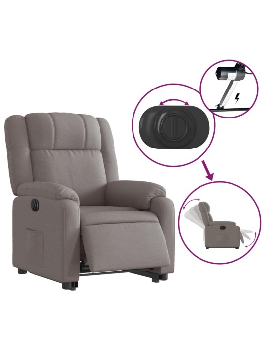 Elektrické zvedací polohovací křeslo taupe textil