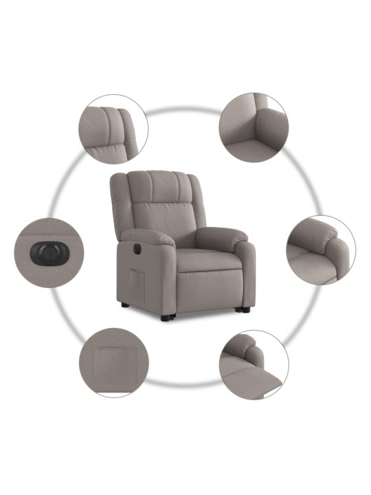 Elektrické zvedací polohovací křeslo taupe textil