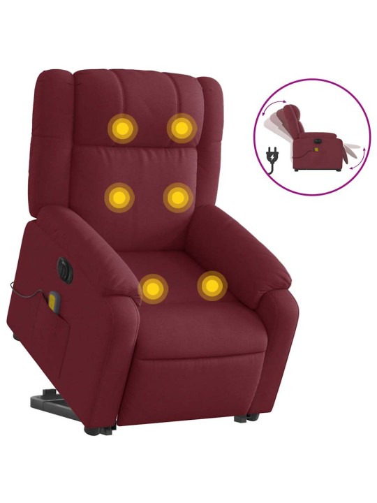 Elektrické zvedací masážní polohovací křeslo vínové textil