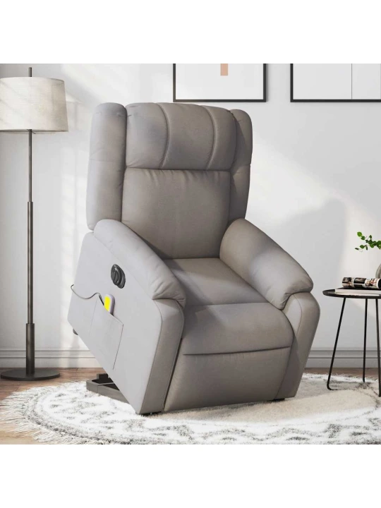 Elektrické zvedací masážní polohovací křeslo taupe textil