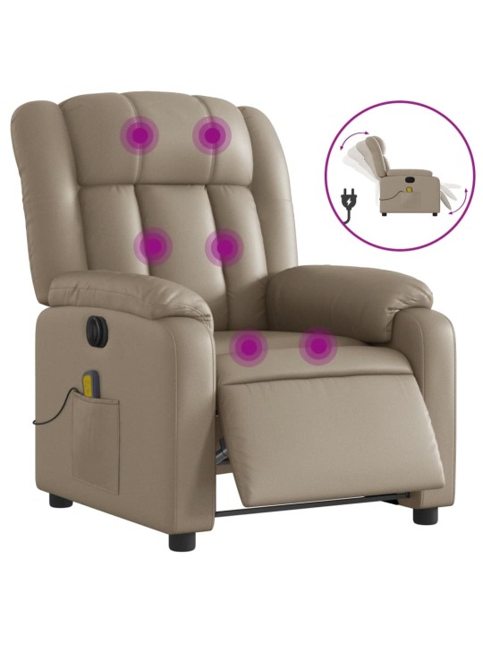Elektrické masážní polohovací křeslo cappuccino umělá kůže