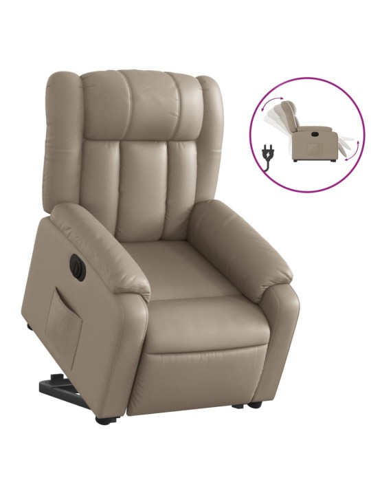 Elektrické zvedací polohovací křeslo cappuccino umělá kůže