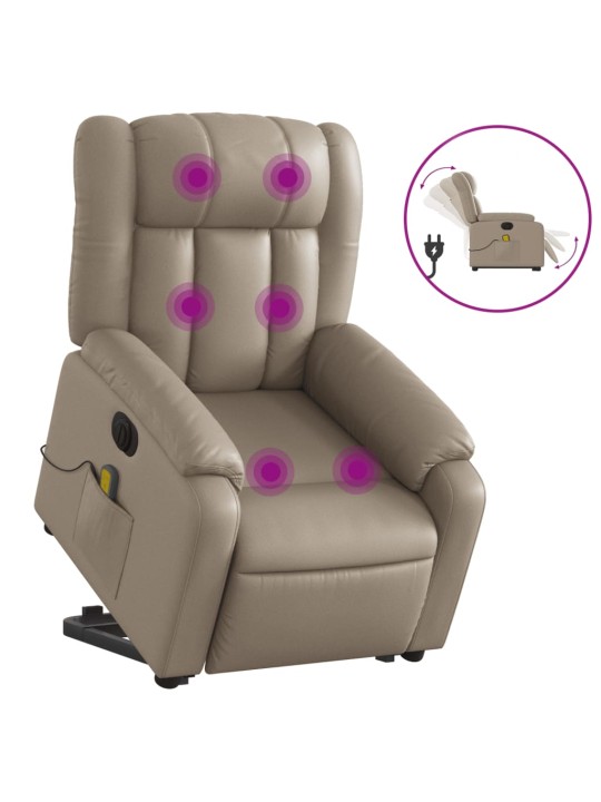 Elektrické zvedací masážní polohovací křeslo cappuccino koženka