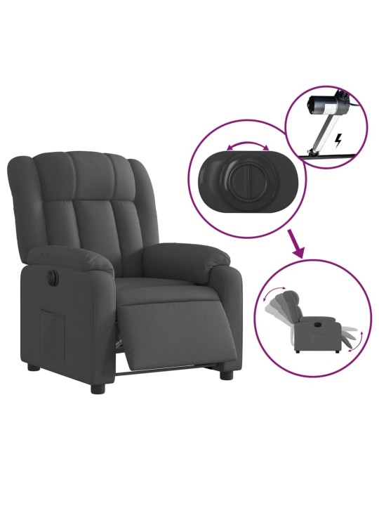 Elektrické polohovací křeslo tmavě šedé textil
