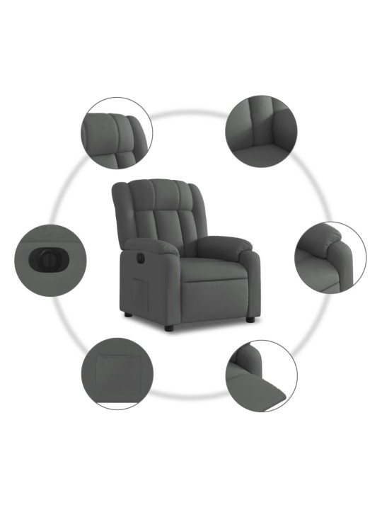 Elektrické polohovací křeslo tmavě šedé textil