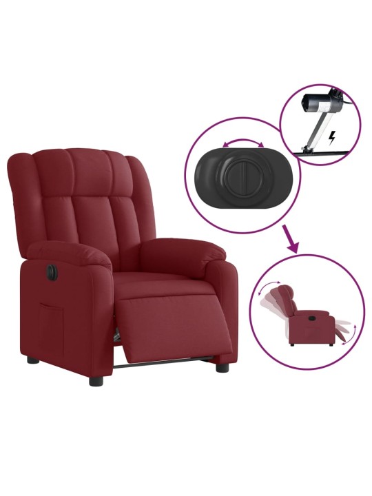 Elektrické polohovací křeslo vínové textil
