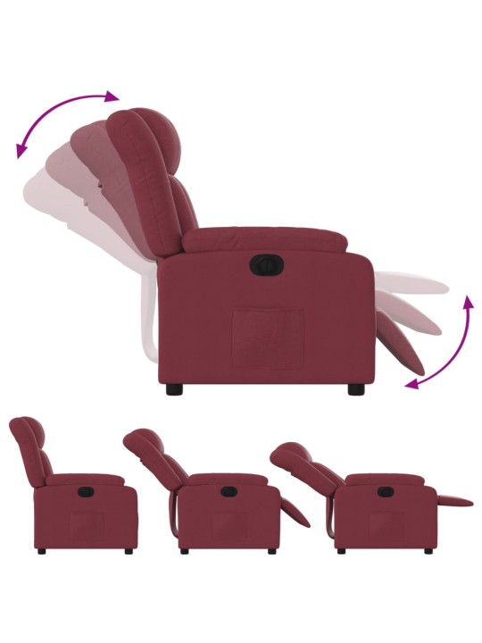 Elektrické polohovací křeslo vínové textil