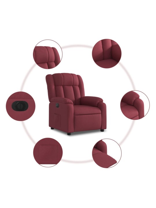 Elektrické polohovací křeslo vínové textil