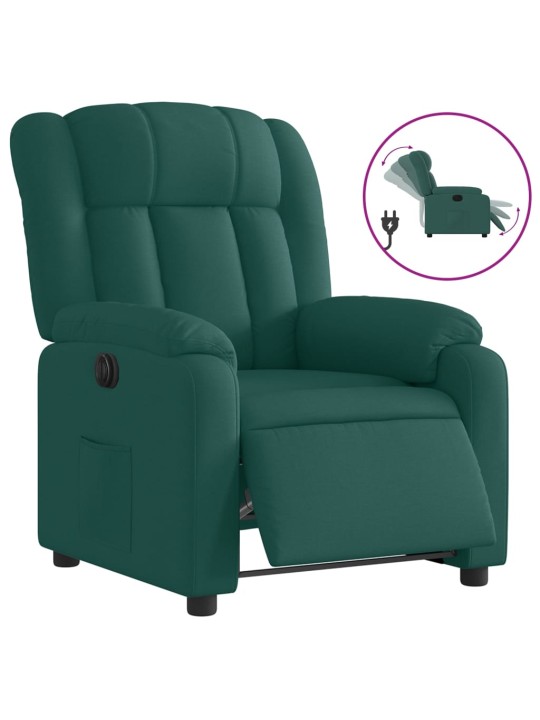 Elektrické polohovací křeslo tmavě zelené textil