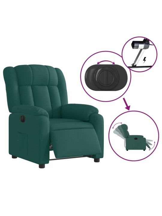 Elektrické polohovací křeslo tmavě zelené textil