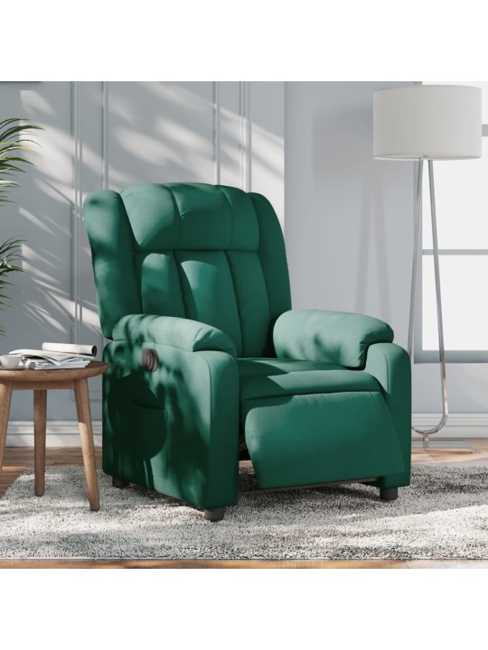 Elektrické polohovací křeslo tmavě zelené textil