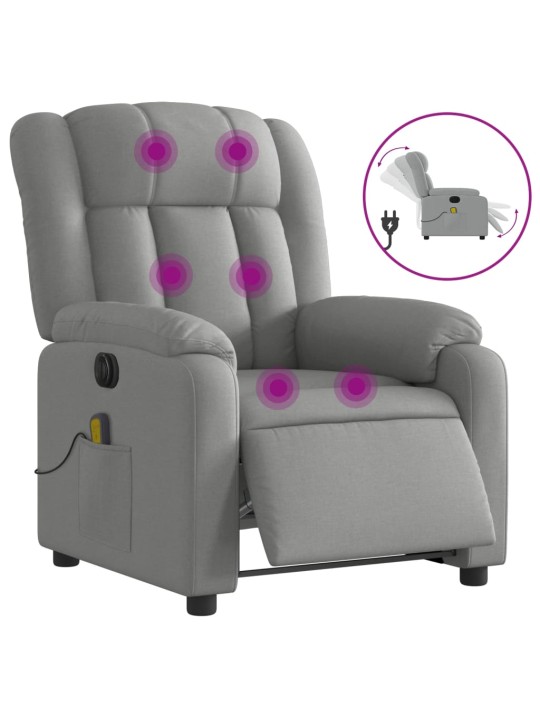 Elektrické masážní polohovací křeslo světle šedé textil