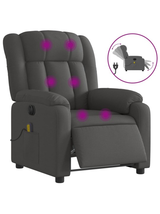 Elektrické masážní polohovací křeslo tmavě šedé textil