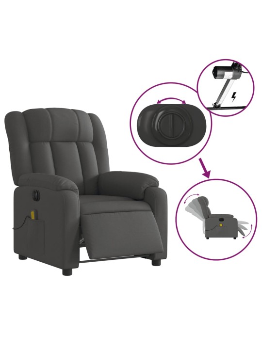 Elektrické masážní polohovací křeslo tmavě šedé textil