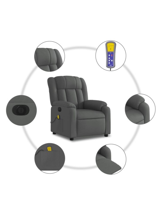 Elektrické masážní polohovací křeslo tmavě šedé textil