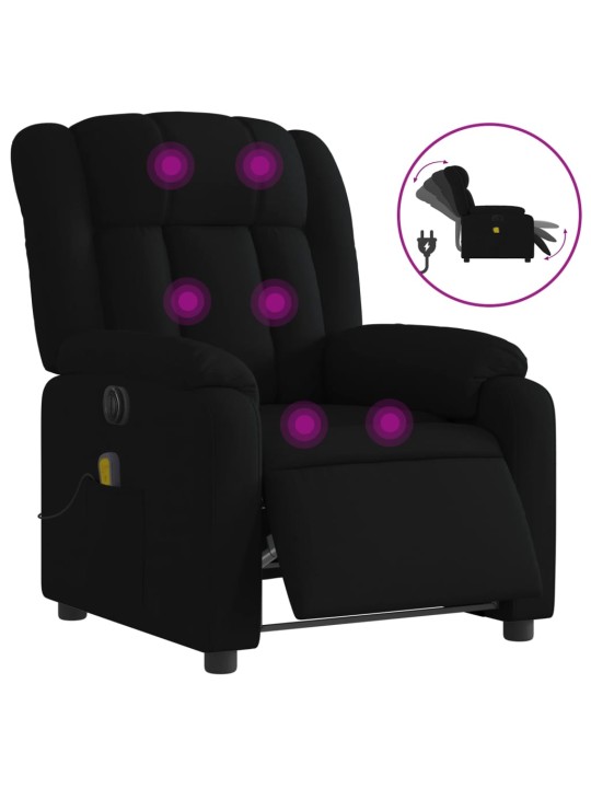 Elektrické masážní polohovací křeslo černé textil