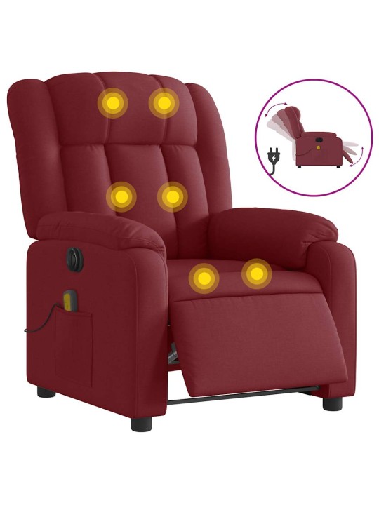 Elektrické masážní polohovací křeslo vínové textil