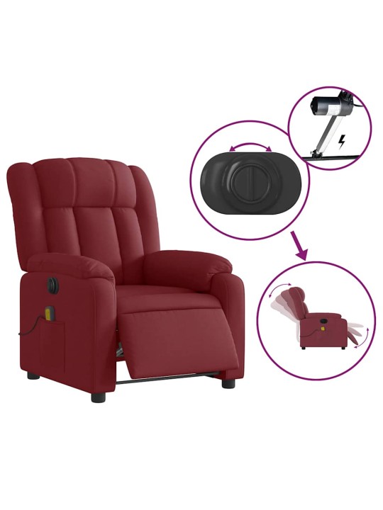 Elektrické masážní polohovací křeslo vínové textil
